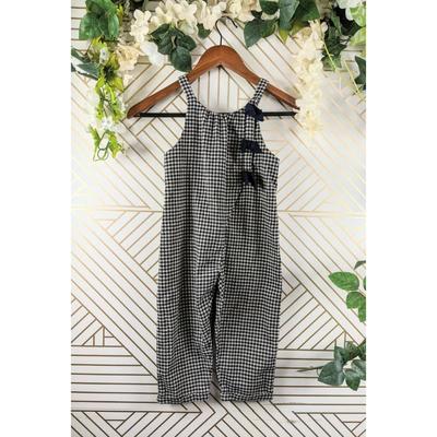 Zara Shirts & Tops | Zara Girls Jumpsuit Size 3-4 Years Plaid Snap Button | Color: Black/White | Size: 3-4 Years Old