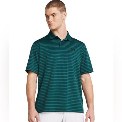 Under Armour Shirts | Under Armour Men's Performance 3.0 Striped Novelty Polo Shirt Hydro Teal Size S | Color: Black/Green | Size: S