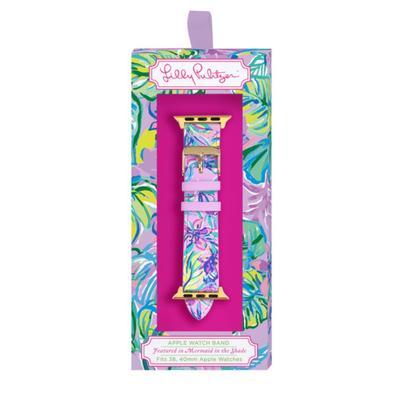 Lilly Pulitzer Accessories | Lilly Pulitzer Apple Smartwatch Leather Band Sz 38 40 Mermaid In The Shade | Color: Green/Purple | Size: Os