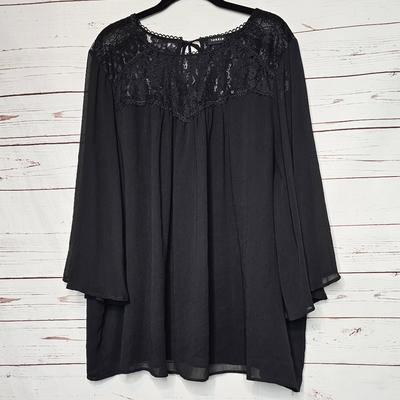 Torrid Tops | Torrid Crinkle Chiffon Lace Trim Top | Color: Black | Size: 3x