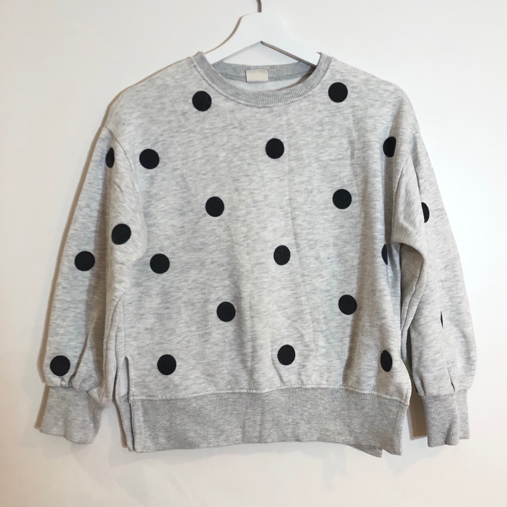 Zara Shirts & Tops | Zara Kids Grey And Black Polka Dot Sweater | Color: Black/Gray | Size: 12g