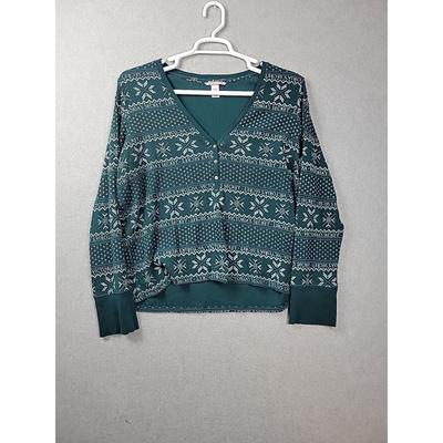 Victoria's Secret Intimates & Sleepwear | Victoria's Secret Green Thermal Christmas Ls V Neck Pajama Top Women's Plus Xxl | Color: Green | Size: Xxl