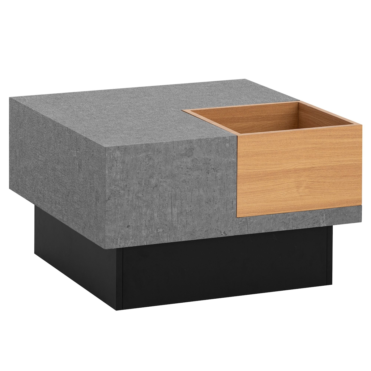 KADIMA DESIGN Couchtisch 65x65x40 cm Grau Sofatisch in Beton-Optik Modern, Design Wohnzimmertisch mit Stauraum, Loungetisch Quadratisch, Kaffeetisch Beistelltisch Image