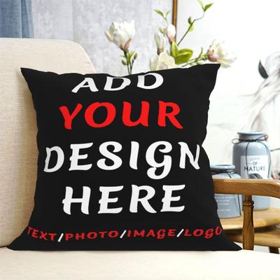 TEMU Personalized Square Throw Pillow Cover - Customizable With Photo, Text, Image, Or Logo - Soft Polyester, Invisible Zipper, Machine Washable - Ideal For Birthdays, Anniversaries & Home Decor Image