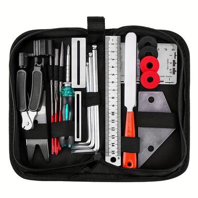 TEMU 20-in-1 Guitar Maintenance And Repair Tool Kit With Stainless Steel, Includes Level, File, Nut Gauge, Sanding Measuring Tools, And Portable Case