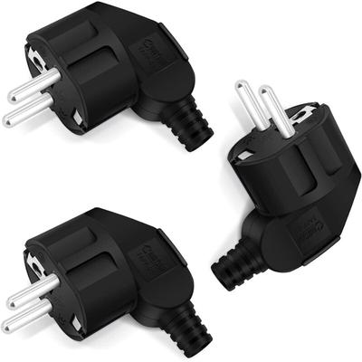 Ccykxa - Schwarze 3-teilige Winkelsteckdose Schutzkontaktsteckdose mit Knickschutztülle 250V (16A) Image