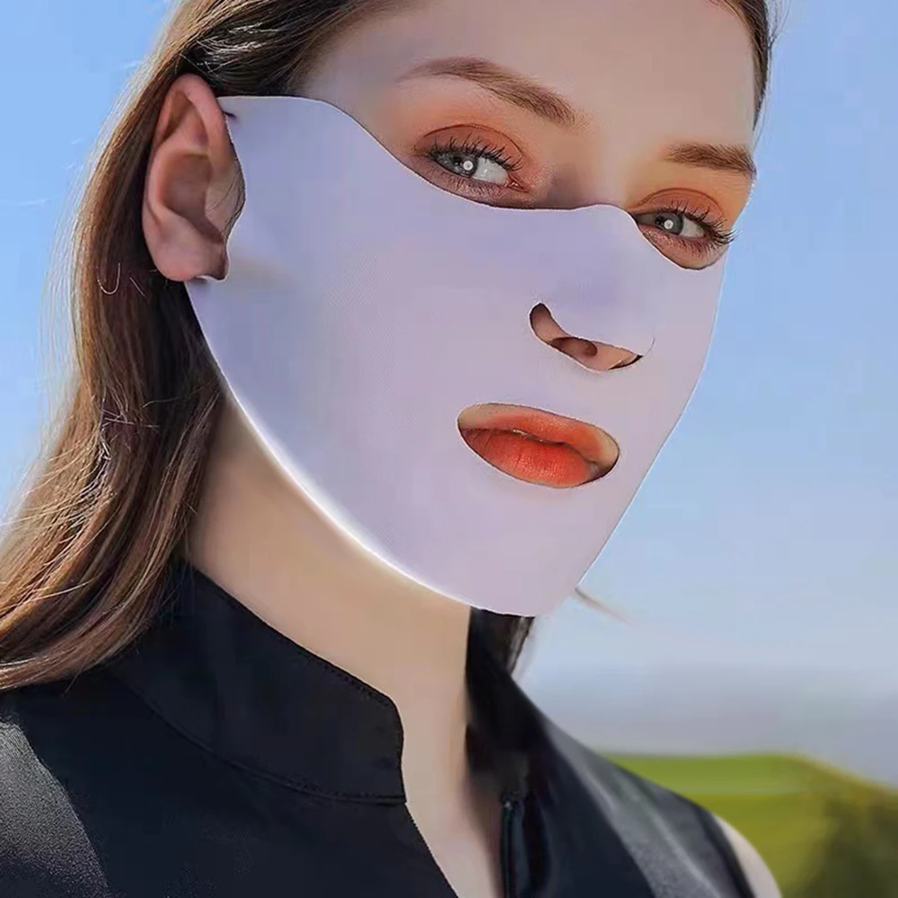 Anti-UV-Upf50 Eis Seide Sonnenschutz maske spurlose Sommer Outdoor Sport Gesichts maske atmungsaktive freiliegende Mund Nase Golf maske Image