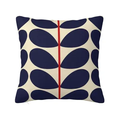 Benutzerdefinierter Druck mit festem Stiel, Marineblau, Orla Kiely, nordischer Überwurf-Kissenbezug, Image