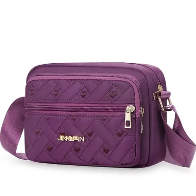 Nylon Crossbody Bag for Women Casual Lightweight Shoulder Purse Adjustable Strap Zipper Closure for Daily Commute Sports Travel