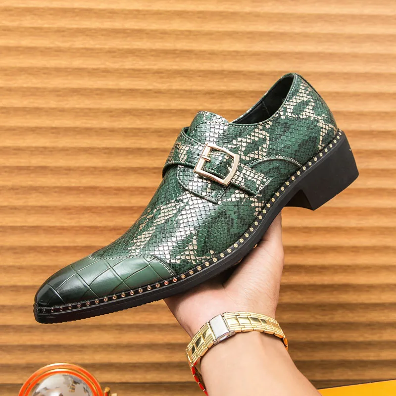 Herren Chelsea Business Lederschuhe klassische Serpentine Leder Schnalle Slipper Schuhe hochwertige Low Heel spitzen Freizeit schuhe