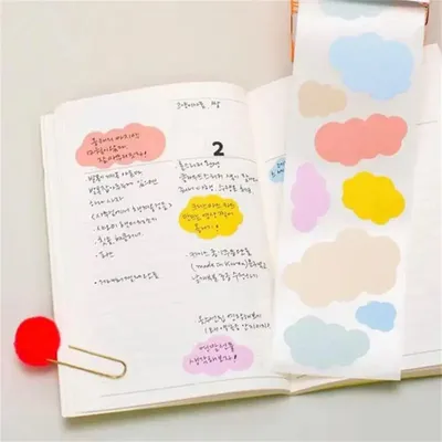 100 Stück/1 Rolle Wolken-Aufkleber für Kinder, Kawaii, niedliche Studenten-Geschenkverpackung, Siegel für Weihnachten, DIY, Schreibwaren, Dekoration, Zubehör Image