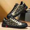 HKDQ Luxus Schwarz Gold Casual Turnschuhe Männlichen Mode Druck Original männer Turnschuhe Street Style Low-cut Designer Schuhe für Männer