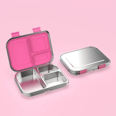 Stainless Steel Bento Box Kids, Kids Metal Bento Lunch Box BPA Free Lunch Containers 304 Stainless Steel Bento Box for School