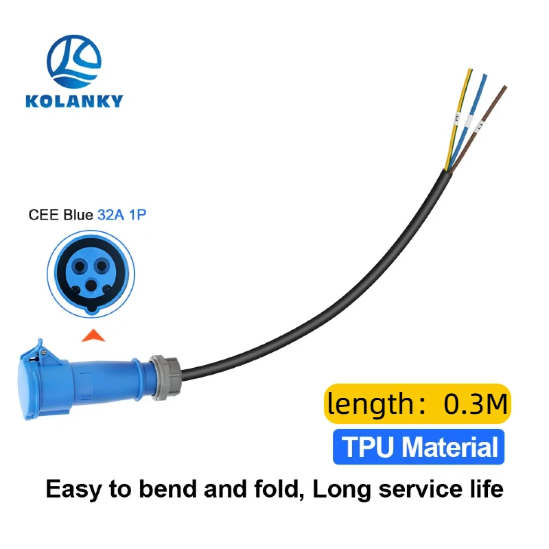 CEE blauer Power-Buchsenstecker für tragbares EV-Ladegerät, Schuko-Steckdosen-Adapter, Verbindung mit 16 A, 3 Phasen, 7,2 kW, blaue Buchse, 1 Phase Image