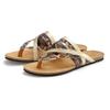 Zehentrenner LASCANA, Damen, Gr. 39, schwarz (schwarz, leo), Obermaterial: 100% Rindsleder. Decksohle: 100% Rindsleder. Laufsohle: 100% Synthetik, metallic, casual, Schuhe, Sandale, Pantolette aus Leder mit Korkfußbett