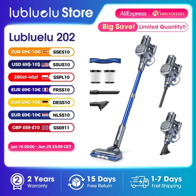 Lubluelu 202 Akku-Staubsauger, 25 kPa leistungsstark, leicht, 6-in-1, ohne Kabel, für Teppich, Image