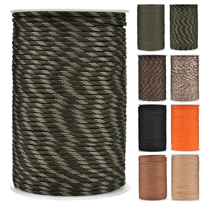 9-adriges Paracord, 100 m Durchmesser, 4 mm, großer Militärstandard, Fallschirmseil, Zelt, Lanyard, Zubehör, Outdoor, Camping, Überlebenseile, Werkzeug Image