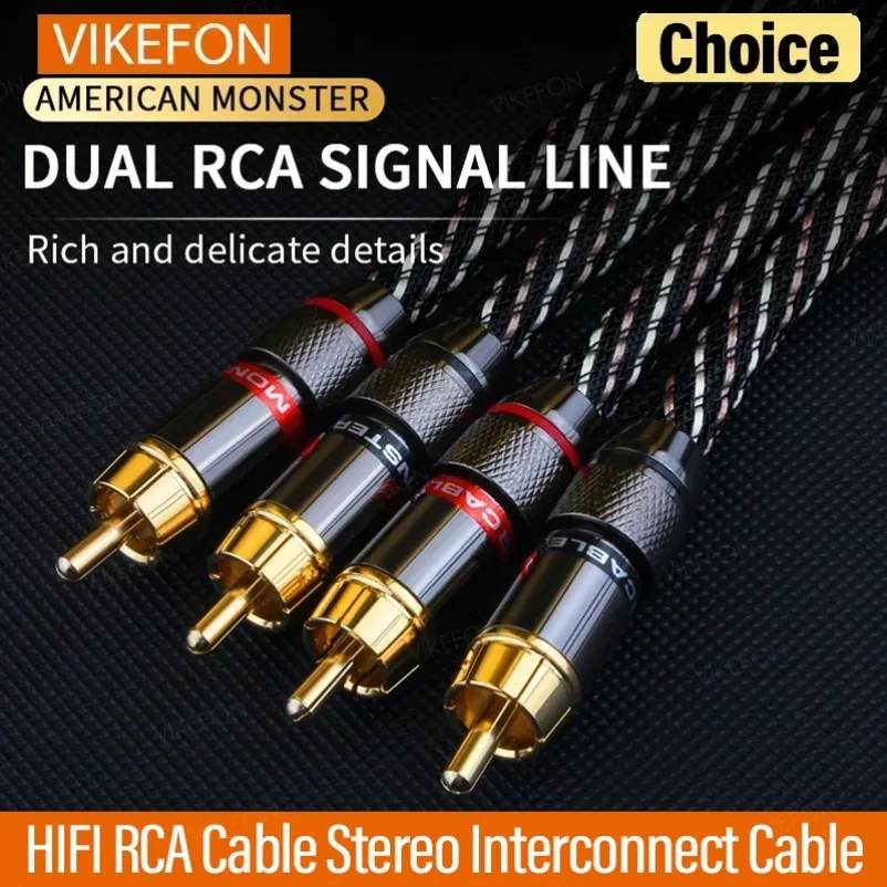 VIKEFON HiFi-RCA-Kabel, Stereo-Verbindungskabel für leistungsstarke, fortschrittliche Hi-Fi-Audio-2rca-zu-2rca-Lautsprecher Image