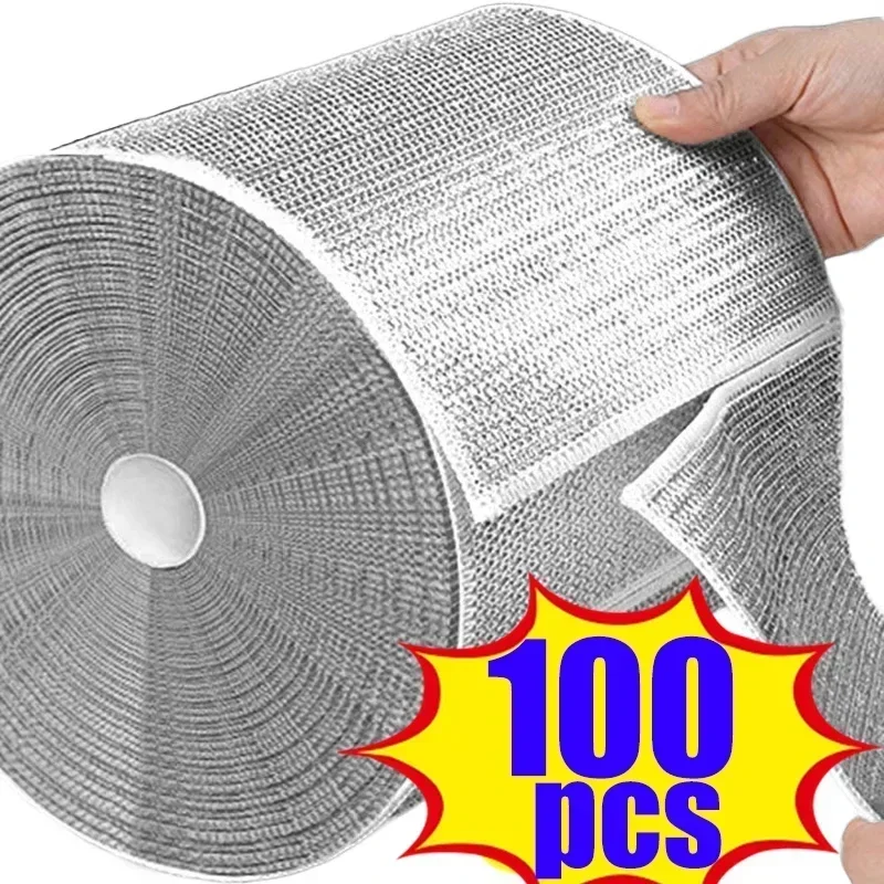 10-100 stücke Stahl Draht Lumpen Tuch Hause Küche Topf Pfanne Geschirr doppelseitige Geschirrtuch Reinigungstücher Wäscher handtuch Großhandel Image