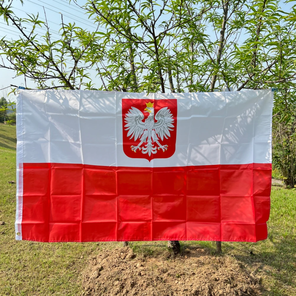 EU-Polen-Flaggen, 90 x 150 cm, die Republik Polen, Adler-Flagge, polnische Flaggen, für drinnen und draußen, Heimdekoration Image