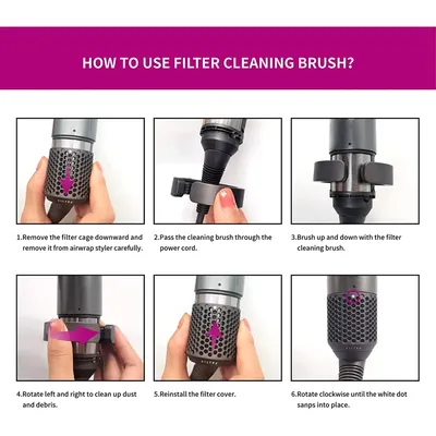 Latest 2Pcs Filter Cleaning Brush for Dyson Airwrap Styler HS01 HS05 Filter Clean Brush Attachment