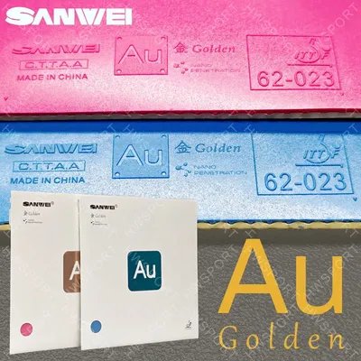 SANWEI AU Golden Table Tennis Rubber Non Sticky Ping Pong Rubber Sheet Blue Pink with Cake Sponge
