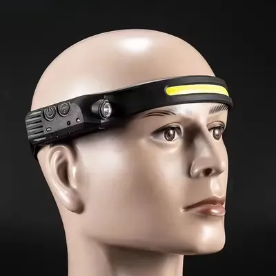 LED Induction Headlamp COB Sensor Headlight USB Charging Head Torch Built-in Battery Flashlight