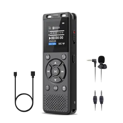 Digital voice recorder with functions such as timed recording, voice-activated recording, external