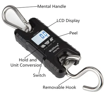 500KG 100G Heavy Duty Crane Scale LCD Display Hanging Scale Electronic Weighing Hook Scales Kitchen