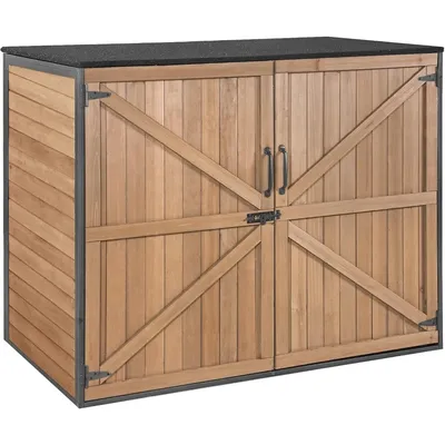 Outdoor Storage Shed Upgraded with Strong Metal Frame Horizontal Storage Cabinet for Trash Cans and