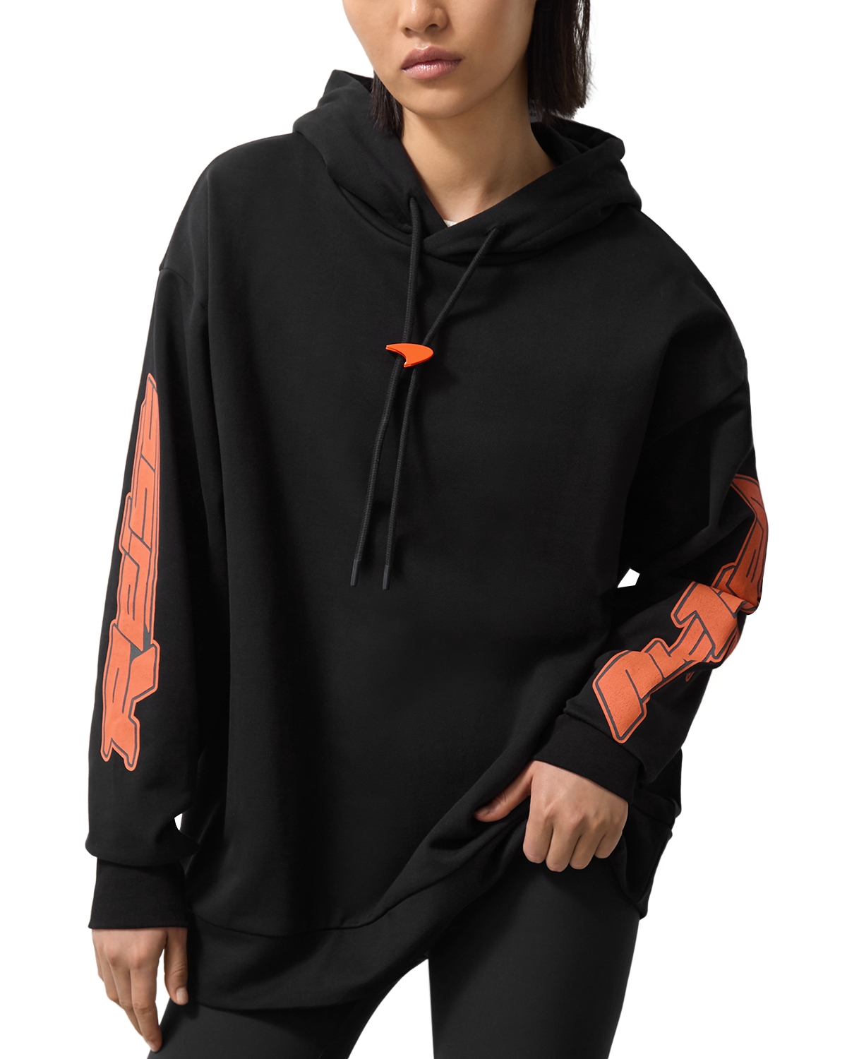 Reiss Unisex Oversized McLaren Racing Graphic Hoodie - Black