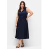 Cocktailkleid SHEEGO "Große Größen", Damen, Gr. 42, Normalgrößen, blau (marine), Obermaterial: 97% Baumwolle, 3% Elasthan;Futter: 95% Polyester, 5% Elasthan;Unterteil: 100% Polyester;Spitze: 100% Polyester, unifarben, elegant, figurumspielend...
