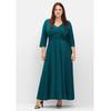 Cocktailkleid SHEEGO "Große Größen", Damen, Gr. 42, Normalgrößen, blau (petrol), Obermaterial: 66% Viskose, 16% Polyamid, 15% metallisierte Fasern, 3% Elasthan;Futter unten: 100% Polyester, unifarben, elegant, figurumspielend wadenlang,...