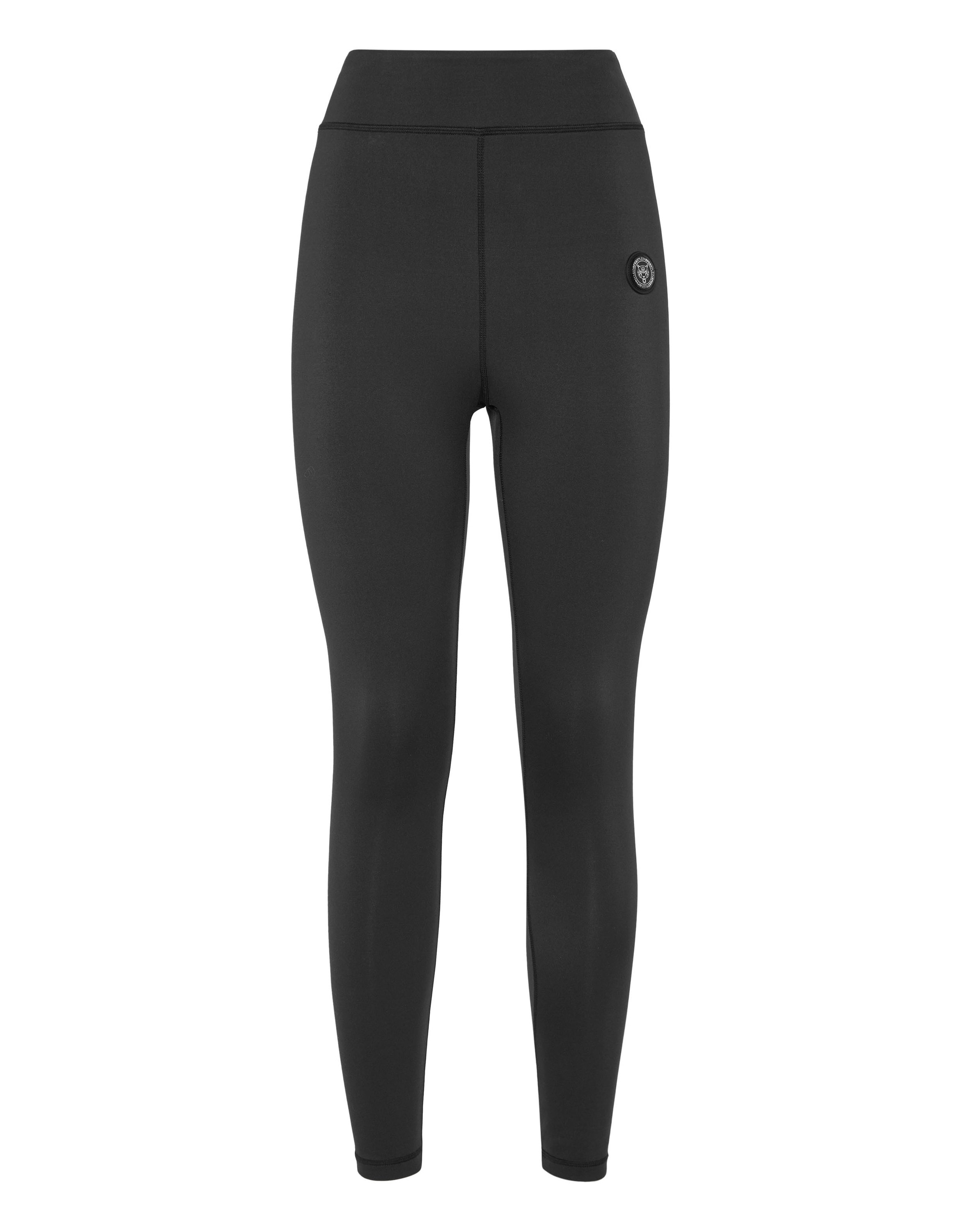 Leggings PLEIN SPORT "Scratch", Damen, Gr. L, US-Größen, schwarz (02, schwarz), Obermaterial: 65% Polyamid, 35% Elasthan, Hosen Leggings
