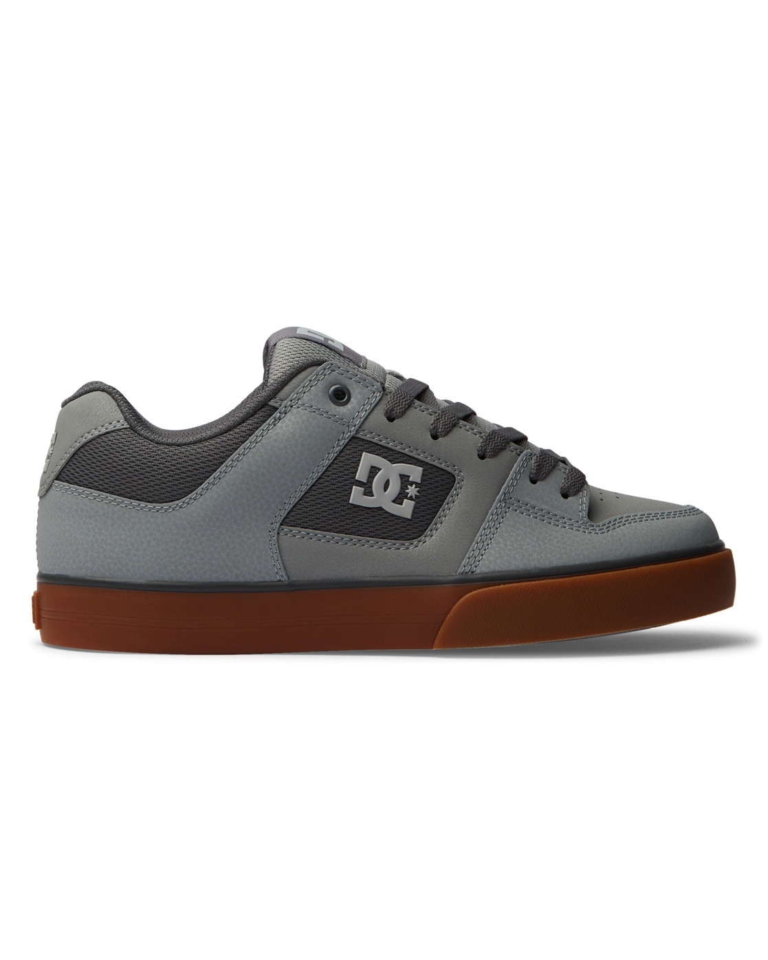 Sneaker DC SHOES "Pure", Gr. 11(44,5), grau (carbon, gum), 55.4% Leder, 44.6% Synthetikmaterial, Schuhe Skaterschuh Sneaker low