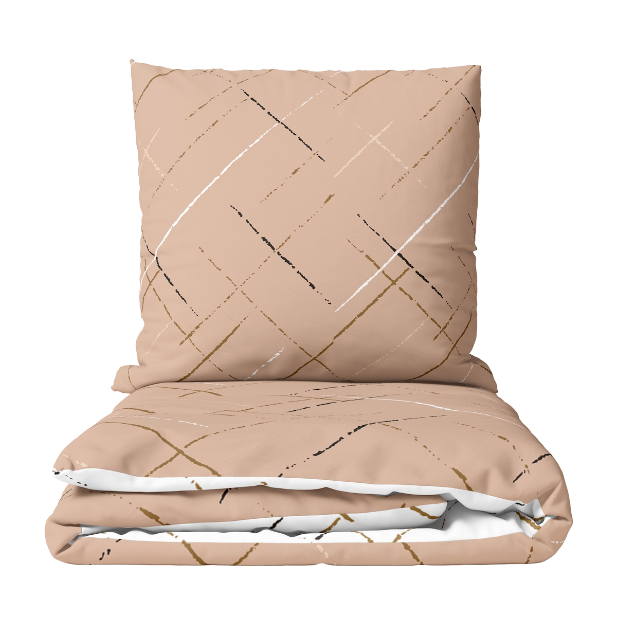 Leonado Vicenti Bettwäsche Baumwolle 240x220 cm Wendeseite Streifen Beige Kissenbezug 80x80 cm Pflegeleicht mit Reißverschluss Image