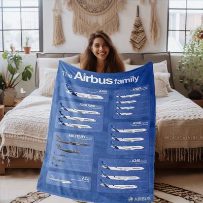 TEMU Airplane-themed Blanket Featuring Illustrations, Warm And Cozy, Suitable For Living Rooms, Offices, Or Travel - A Gift Blanket - Cartoon Print - All . Image