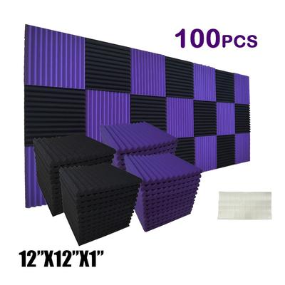 "TEMU Smoll Acoustic -pack 2"x12"x1" Self-adhesive Acoustic Foam Panels, Noise Reduction Sound Dampening Material For Recording Theater, Black" Image