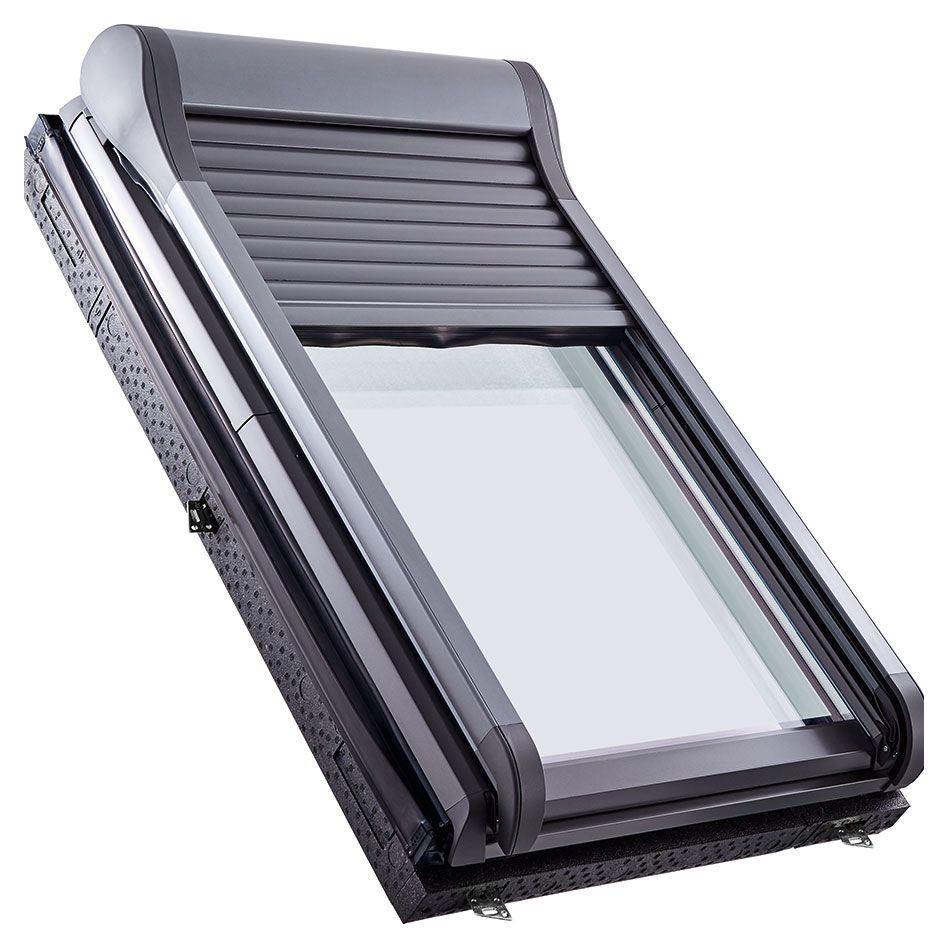 Roto Außenrollladen Designo ZRO F R4R7 Elektrisch Funk, 78x98 cm (78/09) franz. Größe