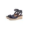Keilsandalette TOMMY HILFIGER "TOMMY HILFIGER ESPAD MID WEDGE", Damen, Gr. 42, blau (dunkelblau), Textil, Leder, modisch, Schuhe, Riemchensandale, Sommerschuh mit verstellbarer Schnalle