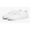 Sneaker TOMMY HILFIGER "CANVAS LACE UP SNEAKER", Damen, Gr. 38, weiß, Baumwolle, unifarben, sportlich, Schuhe, Freizeitschuh, Halbschuh, Schnürschuh mit gestickter Logoflagge, Topseller