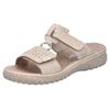 Pantolette RIEKER, Damen, Gr. 37, beige (hellbeige), Lederimitat, klassisch, Schuhe, Sommerschuh, Strandschuh mit regulierbaren Klettverschlüssen