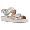 Sandale GEOX "J SANDAL COSTAREI GI", Kinder, Gr. 28, silber (silberfarben), Synthetik, metallic, festlich, Schuhe, Plateau Sandale, Keilsandale mit Glitzer
