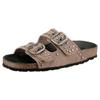 Pantolette VERBENAS "Randell Serraje Tachas", Damen, Gr. 41, grau (taupe), Leder, casual, Schuhe, Sommerschuh, Schlappen, Hausschuh mit zwei verstellbaren Schnallen