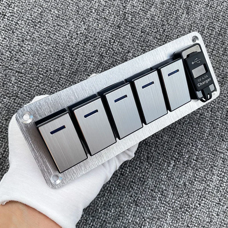 Nice Metal for Car Marine RV Caravan Control Switch Panel Switch Panel LED Light with USB Boat Car Rocker Switch 1-7 Gang Car