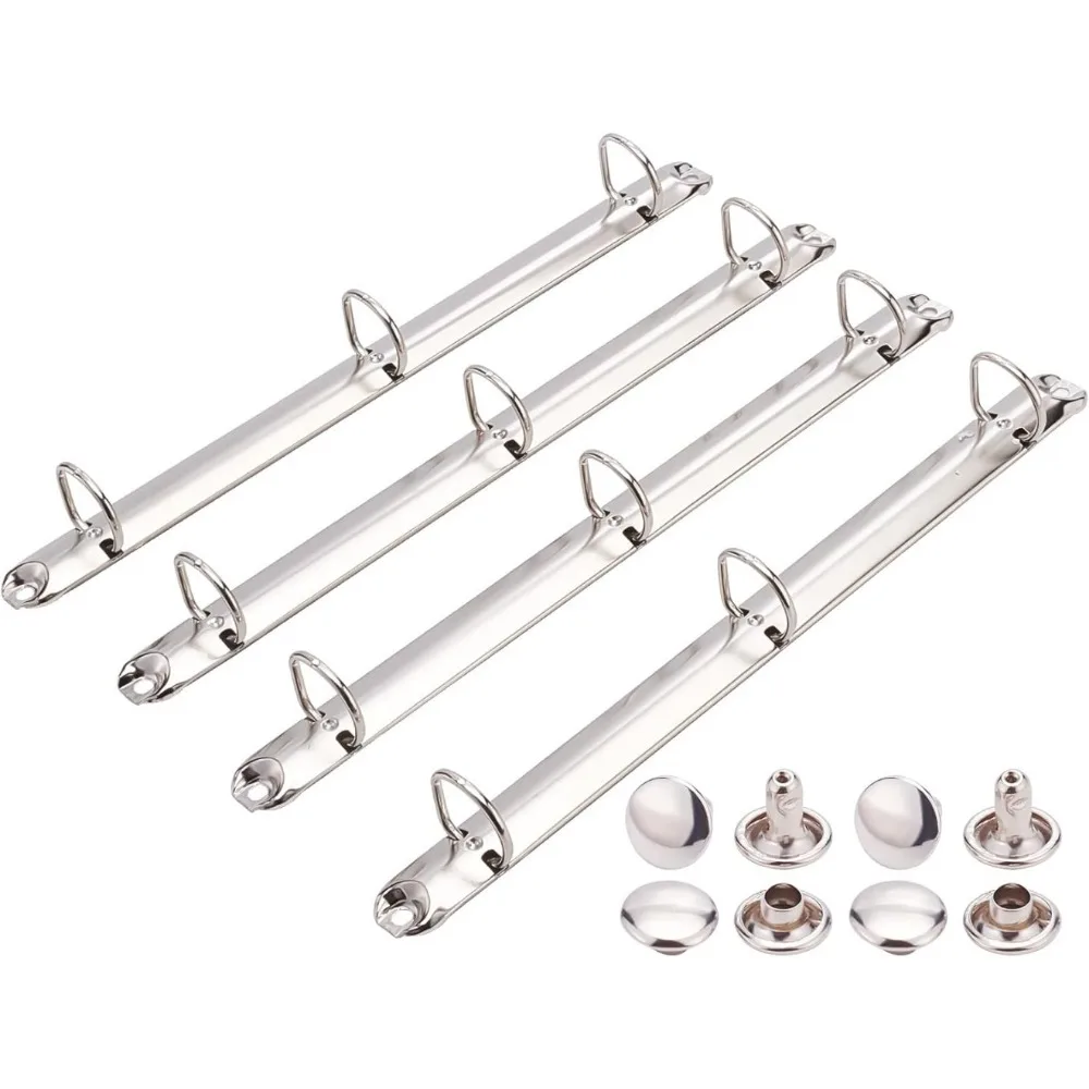 4er-Pack Edelstahl-A4-Notizbuch mit 3 Ringbüchern, D-Ringen, lose Blätter, Bindungsschrauben, Kämme für Organisatoren, Planer Image