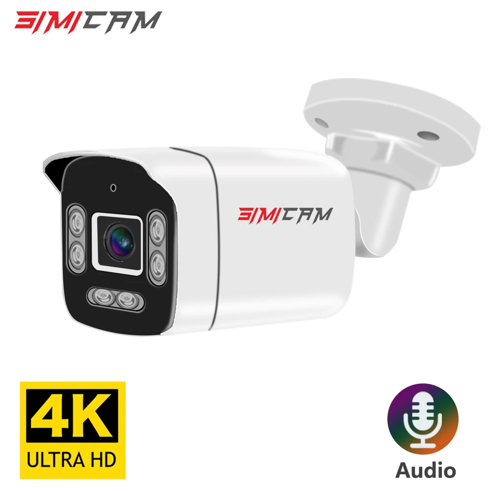 Poe-Kamera 4K mit Audio 48V POE4MP/5MP/8MP Super HD Infrarot-Nachtsicht Bullet Wasserdichte Videoüberwachung für NVR Image