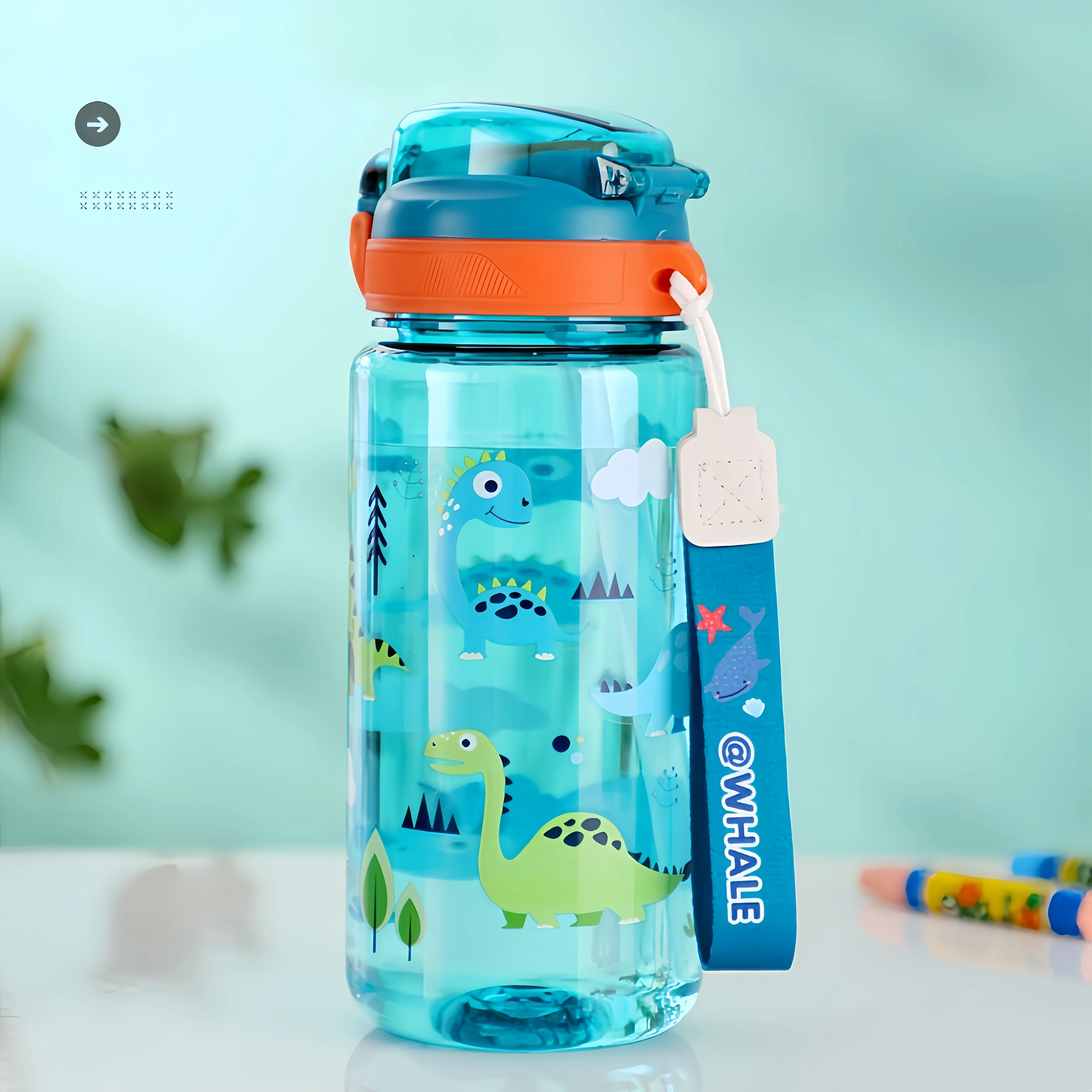 600 ml Dinosaurier Wasser Flasche Für Kinder Wasser Sippy Tasse Mit Silikon Stroh Auslaufsichere Kunststoff Wasser Flaschen Sommer Kinder Wasser Tasse Image