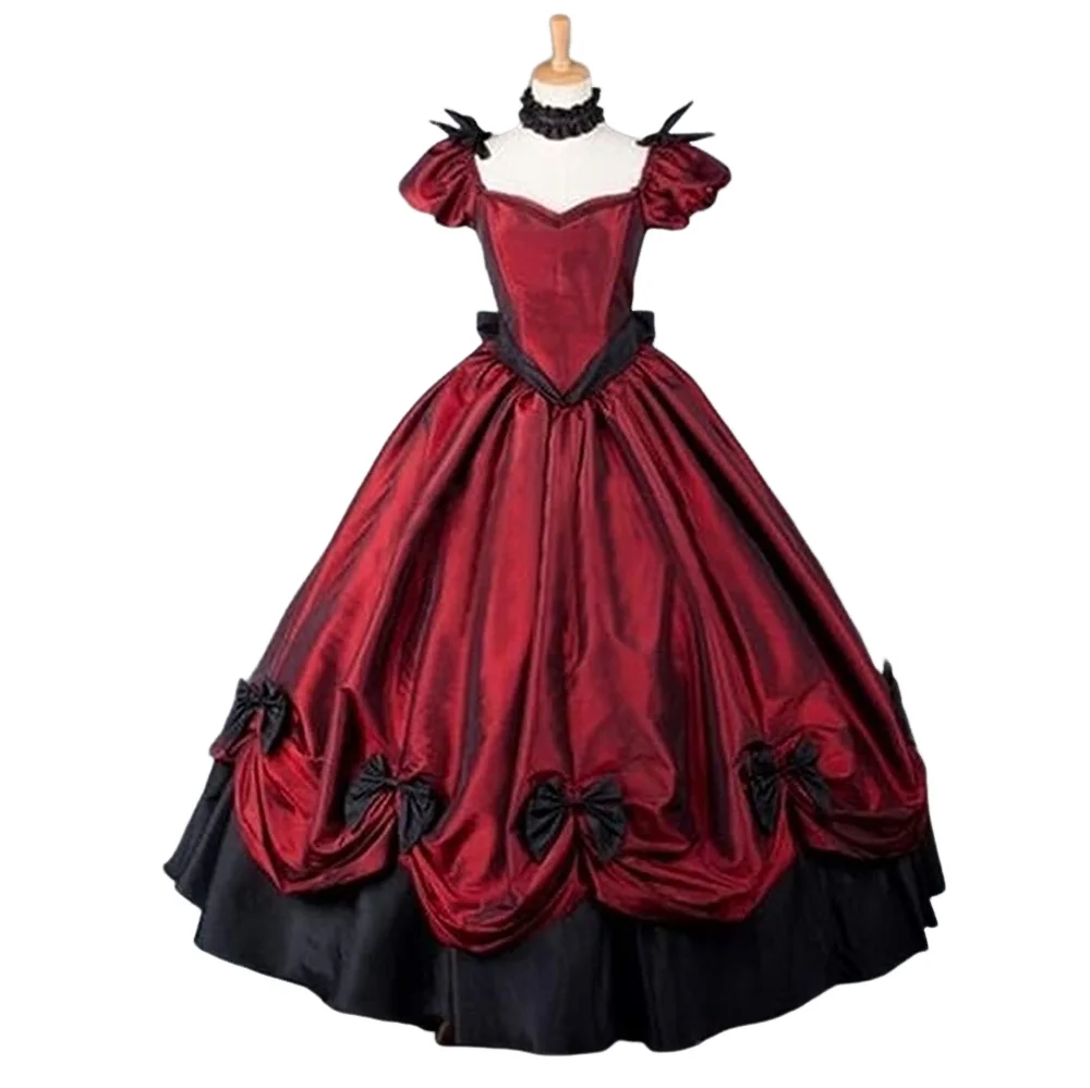 1860er Jahre viktorianisches Bürgerkrieg rot grünes Kleid Renaissance Kleid viktorianisches Gothic Retro Ballkleid Plus Size Weihnachten Halloween Outfit Image