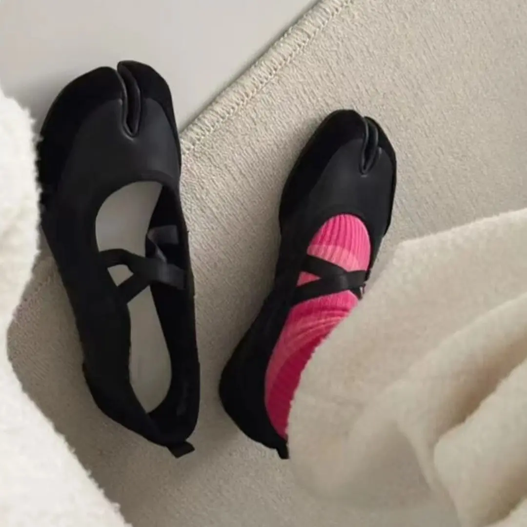 IPPEUM Rote Ballerinas Damen Split Toe Ballerina Tabi Sneakers Schuhe